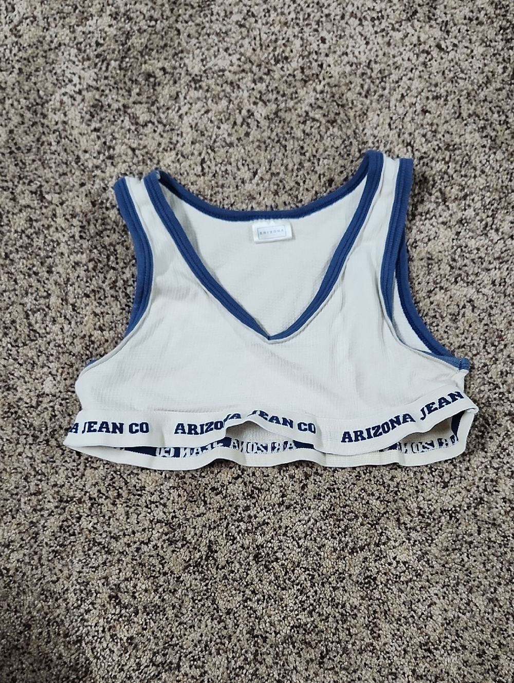 Arizona Jean Company White with Navy Trim Ribbed Tank